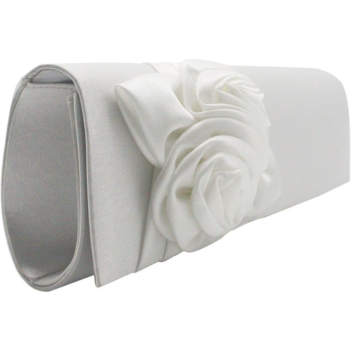 Сатинова сумочка-клатч з квітковим візерунком для весілля, вечірки, випускного, вечора. Біла жіноча сумочка.