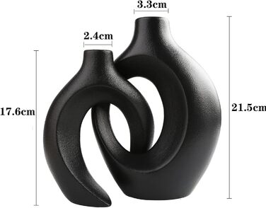 Ваза чорна матова, Керамічна ваза для пампасної трави, Ваза Скандинавська кільцева форма Сучасний декор, Квіткова ваза Прикраса ві