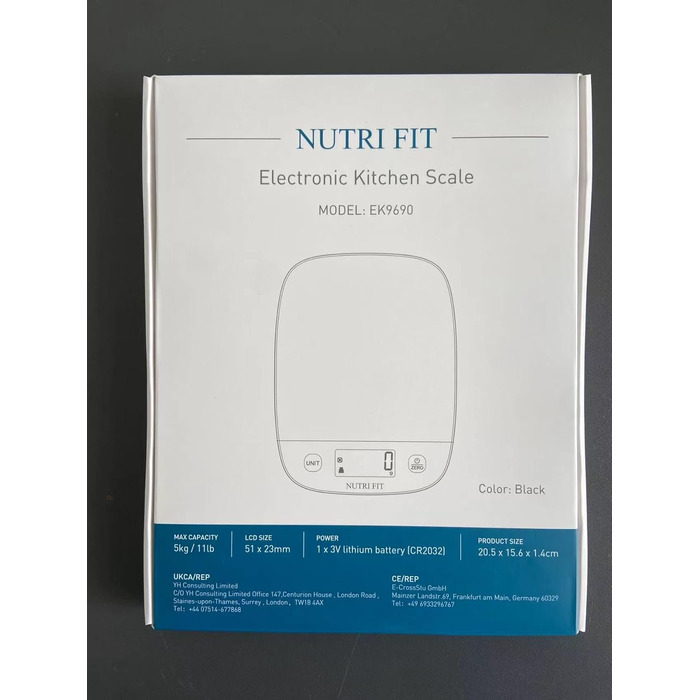 Цифрові кухонні ваги NUTRI FIT, ультратонкі, електронні багатофункціональні кухонні ваги, великий дисплей, пластикова платформа, 5