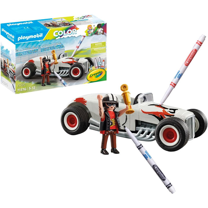 Гоночний автомобіль PLAYMOBIL Color 71376, творча розмальовка для любителів автомобілів, з водорозчинними ручками, губкою та численними аксесуарами, художня іграшка для дітей від 5 років і старше