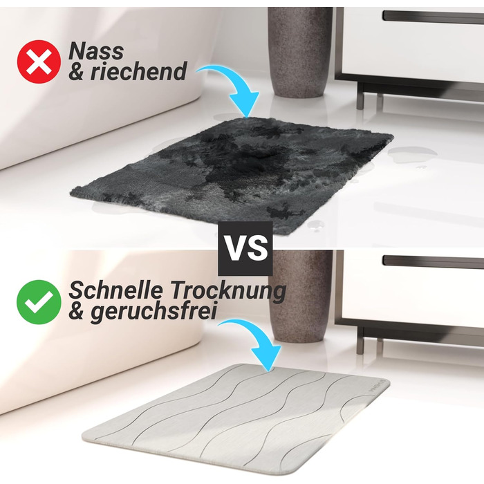 Килимок для ванної Minimism з каменю 60x40 см - Килимок для ванної з діатоміту - Килимок для ванної кімнати з каменю - Камінь Діатоміт - Килимок для душу, що швидко висихає