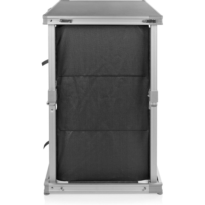 Кухня для кемпінгу Campart Toledo Легко складається 2 відділення з 3 полицями кожне 4 регульовані ніжки Антрацит KI-0758, задня, чорна 6 полиць чорного кольору