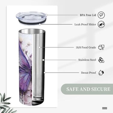 Кухоль з прямою трубочкою, олійний живопис, метелик, друк, підходить для кемпінгу, офісу та дому, 590 мл