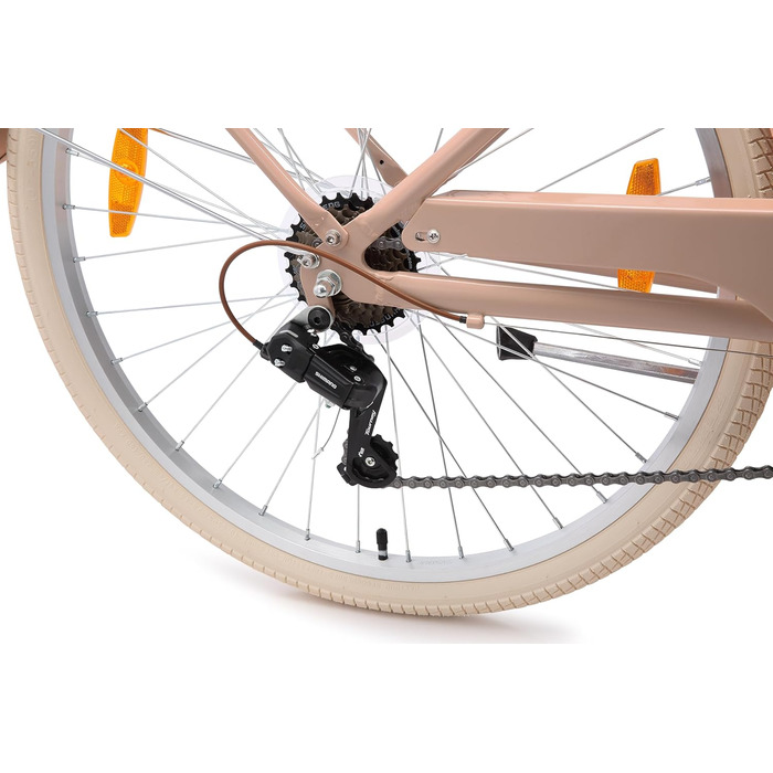 Алюмінієвий міський велосипед BIKESTAR 26, 28 дюймів 16, рама 18 дюймів, 7 швидкостей Shimano, жіночий голландський велосипед, ретро-велосипед з V-подібними гальмами, багажником, ліхтарями, дзвінком, кошиком, світловідбивачами на спицях Тест на безпеку, ш