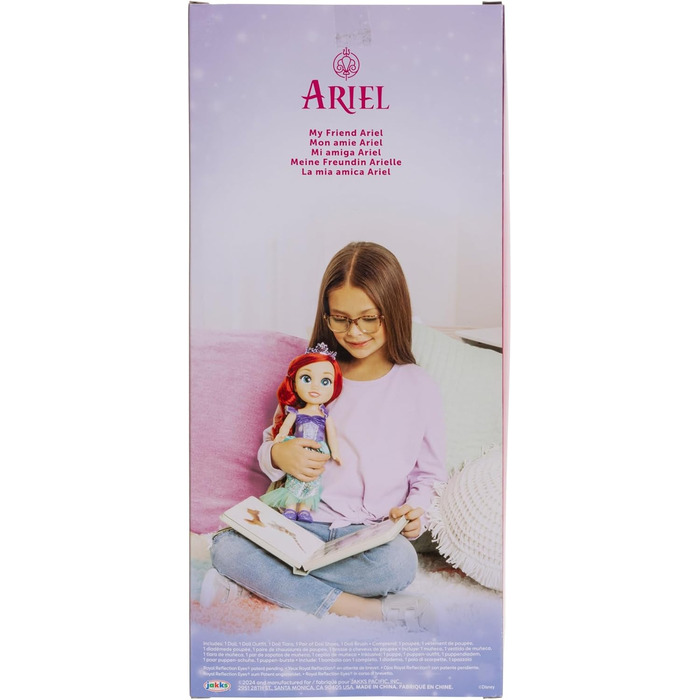 Лялька Дісней Принцеса Аріель 35 см, світловідбиваючі блискітки, рухливі суглоби, знімний наряд, туфлі, діадема, довге руде волосс