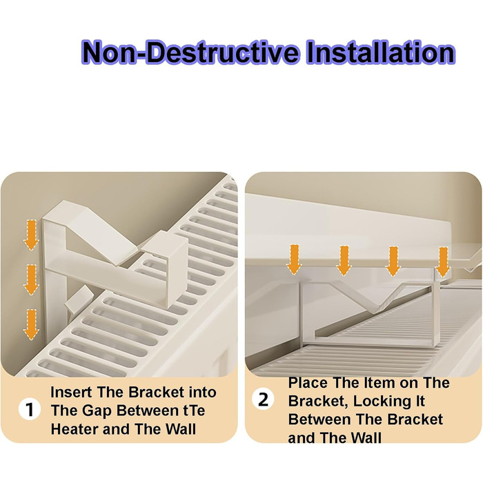Полиця для радіатора, біла полиця для радіатора з легко монтованим кронштейном (не потребує свердління), допомагає направляти тепло назад у кімнату (60 см/23,6 дюйма)