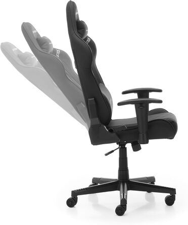 Ігрове/офісне/пильне крісло DXRacer Prince L PF132 з функцією гойдання, поворотне крісло з регульованою висотою, ергономічне крісло керівника, чорне, DXRacer PRINCE / тканина