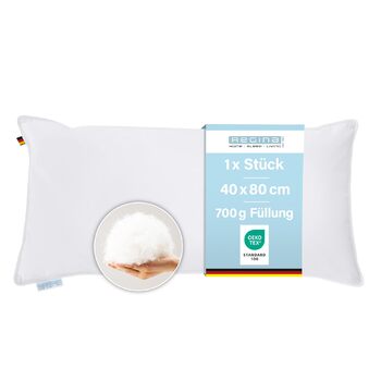 Подушка Regina Home з 3 камерами - 40x80 см - Ергономічна подушка для шиї з 10 пір&39я та 90 пуху - Можна прати та підходить для алергіків - 100 бавовна, 3 камери, 40 x 80 см