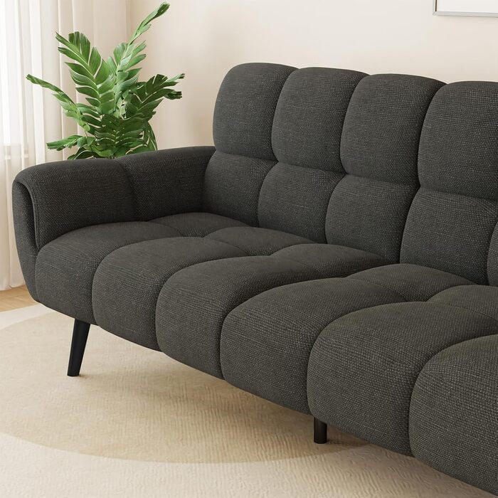 Диван з функцією сну, розкладний диван, 3-місний диван-ліжко, 155x85 см, зручний та підходить для вітальні, офісу, кімнати відпочинку, спальні (темно-сірий)