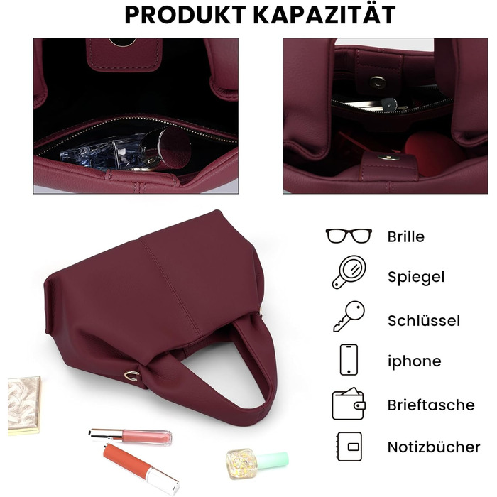 Сумка JQWYGB Cloud Pouch, сумка для пельменів, клатч, сумка, жіноча сумка-тоут, сумка через плече, ретро-сумка через плече зі знімним ремінцем, бордовий