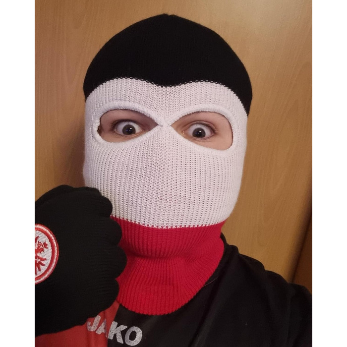 Шапка/Балаклава PGWEAR Troublemaker Чорно-біло-червона Шапка-маска Балаклава Ультрас Лижні Хулігани