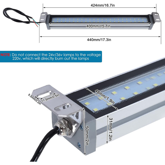 Світлодіодний трубчастий світильник 24 В 12 Вт, робоче світло з верстатом з ЧПУ, з водонепроникним вибухозахищеним промисловим світлом з алюмінієвого сплаву IP67