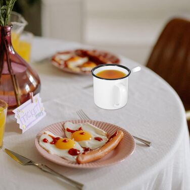 Набір з 4 емальованих кавових чашок Tofficu з ручками, кольорові чайні чашки для гарячих і холодних напоїв в офісі та кемпінгу