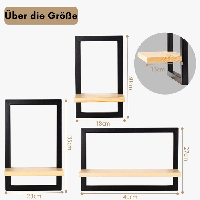 Комплект із 3 настінних полиць, плаваючі полиці для декору стіни, підвісні полиці для настінного зберігання, квадратна настінна книжкова полиця, дерев&39яна настінна полиця, підвісна полиця для спальні, вітальні, коричневий колір