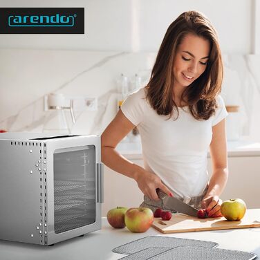 Дегідратор з нержавіючої сталі 8 разів - 500 Вт з регулятором температури - Дегідратор їжі М'ясо, фрукти, овочі - Таймер до 24 годин - 8 вставок - GS - Дегідратор - Без бісфенолу А Одинарний