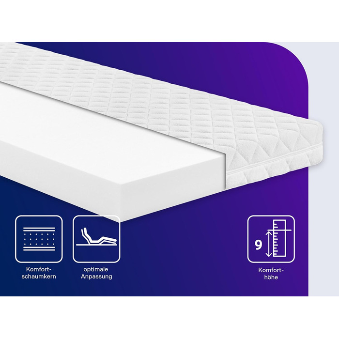 Дитячий матрац Traumnacht BT Kiddy Pure, 70 x 140 см, протестований на наявність шкідливих речовин згідно зі стандартом Oeko-Tex Standard 100, чохол, що не завдає шкоди шкірі, знімний та пральний, виготовлено відповідно до німецьких стандартів якості. Pur