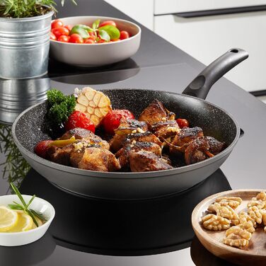 Керамічна сковорода STONELINE з кришкою 28 см Керамічна сковорода Індукційна сковорода з антипригарним покриттям з реальними части