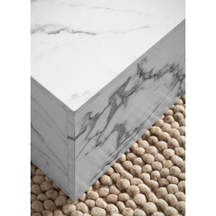 Журнальний столик FineBuy 120x60x40 см Білий Чорний Диванний столик з мармуровим виглядом Сучасний, Дизайнерський Прямокутний стіл для вітальні, Дворівневий журнальний столик, Великий журнальний столик