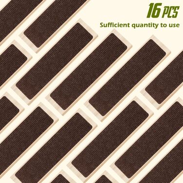 Сходинки для сходів, нековзні, для використання всередині приміщень, 14 шт. , коричневі, з гумовою основою (76,2 x 20,3 см), Коричневі, 14 шт.