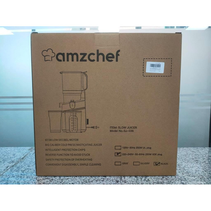 Автоматична соковижималка Все в одному AMZCHEF потужністю 250 Вт, з отвором 135 мм і об'ємом 1,8 л для овочів і фруктів, переможец