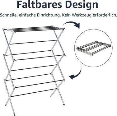 Складана сушарка для одягу-гармошки Storeo Basics, легована сталь, для використання в приміщенні, для одягу, хромована, одинарна