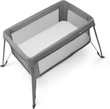 Дитяче ліжечко Kinderkraft CAMI 3-в-1, дорожнє ліжечко для малюків від народження до 3 років, функція манежу, легке компактне складання, дорожній рюкзак у комплекті, два рівні, сірий