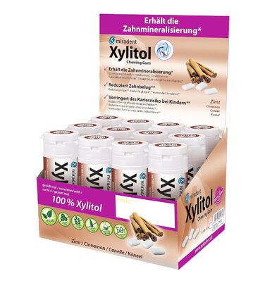 Жувальна гумка miradent Xylitol Dental Care з ксилітолом та корицею – 12 шт.