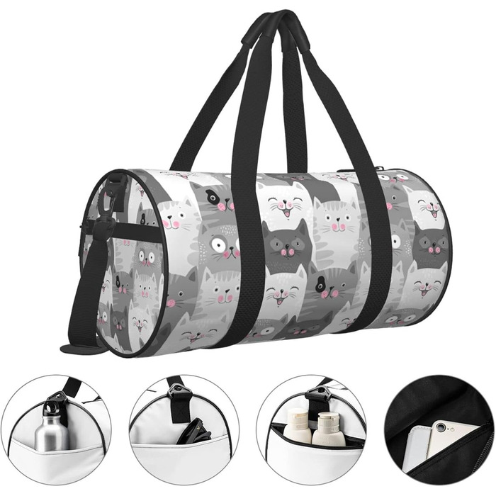 Дорожня сумка-мішок з милими сірими котиками, спортивна сумка для чоловіків та жінок