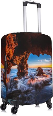 Чохол на валізу Куточок моря, еластичний, з принтом, водостійкий, захисний чохол для багажу (для валіз розміром 45,7 - 81,3 см), Чорний, Великий розмір