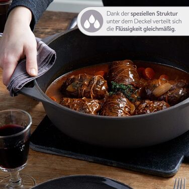 Кокотниця з кришкою, сіра, овальна, 33 см, 6,5 л, чавунна жаровня, індукційна каструля. 33 см сіра