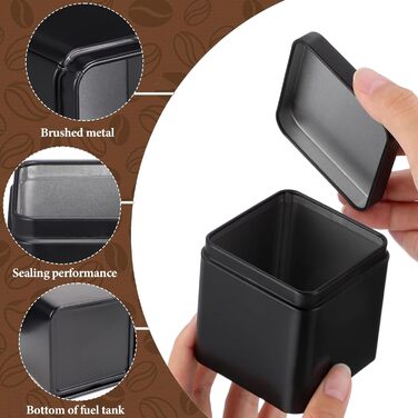 Класична квадратна чайна бляшанка, 12 металевих чайних бляшанок, контейнери для зберігання чаю, ароматичні, включає 20 етикеток для розсипного чаю, чайних пакетиків, кавових зерен, зберігання, 7 x 7 x 8,5 см