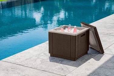 Холодильник / Бічний столик Ice Cube, Імітація ротанга, Пластик, Графіт, 218759