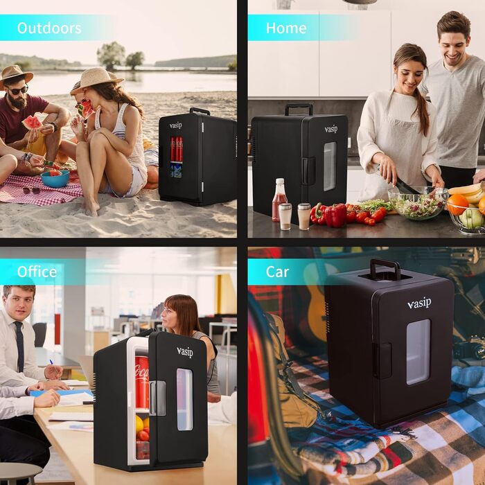 Міні-холодильник Vasip 15 л, портативний з функцією охолодження та підігріву, невеликий холодильник для напоїв для дому, офісу, ке