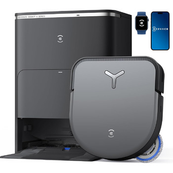 Вакуумний робот ECOVACS DEEBOT X5 Omni з функцією миття підлоги, сила всмоктування 12 800 Па, технологія ZeroTangle, миття країв T