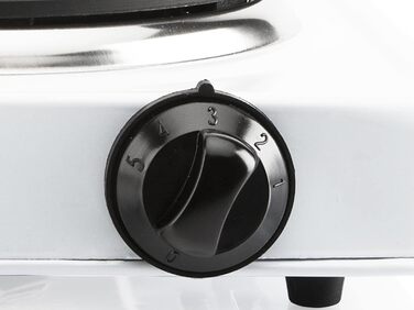 Гаряча плита Tristar KP-6185 Ø 15 см 1000 Вт нержавіюча сталь з термостатом ідеально підходить для кемпінгу біла одинарна конфорка