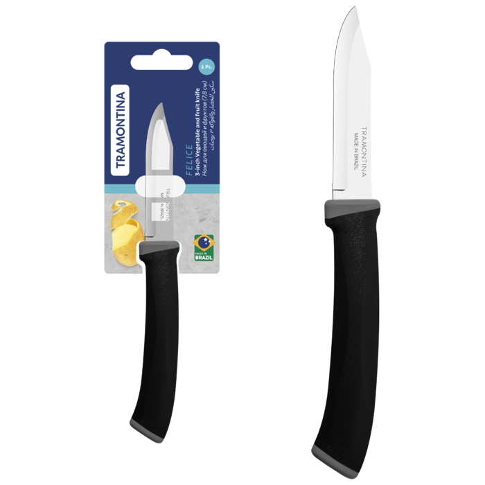 Ніж для овочів Tramontina Felice black, 78 мм (7081474)