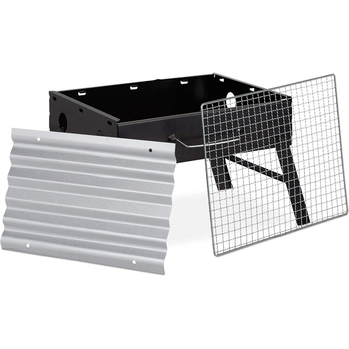 Портативний кемпінговий гриль Relaxdays, складаний гриль на 4 особи, сталевий дорожній гриль, складаний, розміри В/Ш 23 x 42,5 x 26,5 см, чорний