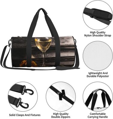 Спортивна сумка, дорожня сумка, вінтажний дизайн Троянда та виноград на клавіатурі, сумка для подорожей на ніч, чорна, універсальний розмір