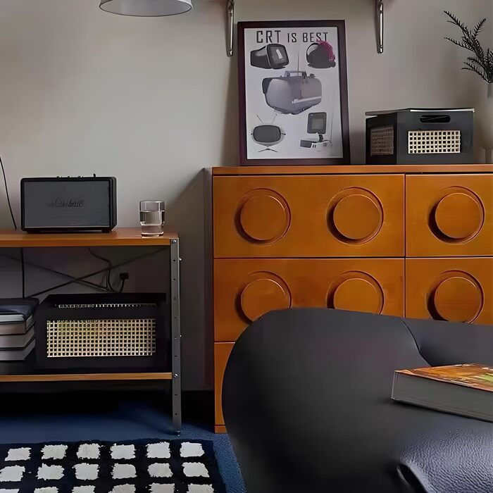 Бамбуковий прямокутний кошик для зберігання, плетений кошик з чорного дерева з ручкою, настільні кошики для зберігання для дому, офісу, шафи, полиці (L)