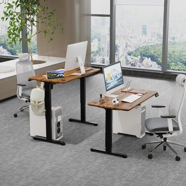 Стіл з регульованою висотою 120 x 60 см з функцією пам&39яті, Міцний стіл з електричним регулюванням висоти, стіл для роботи сидячи та стоячи, регульований комп&39ютерний стіл, стіл для роботи стоячи, коричневий, 120 x 60 см