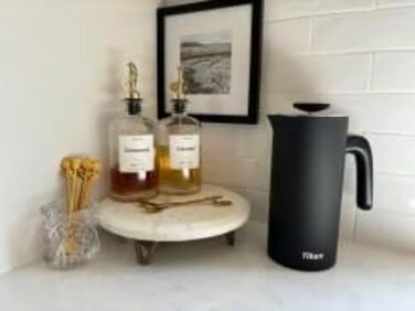 Френч-прес з нержавіючої сталі Подвійний стінний пилосос Thermo Coffee Ready Посудомийна машина безпечна чорна, 1L