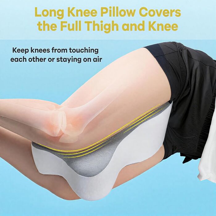 Подушка для колін для сну на боці Ергономічна подушка для ніг підтримує стегна та коліна, покращує поставу під час сну, зі знімним чохлом, який можна прати, білий колір