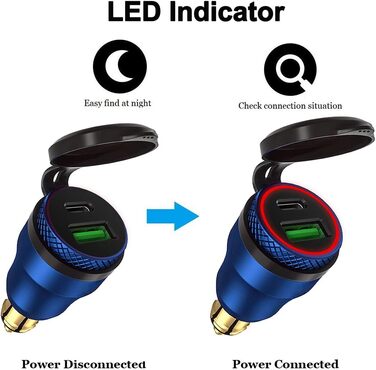 Алюмінієвий 30-ватний зарядний пристрій з DIN-роз'ємом живлення для типу C та швидкої зарядки USB 3.0 Мотоцикл DIN адаптер водонеп