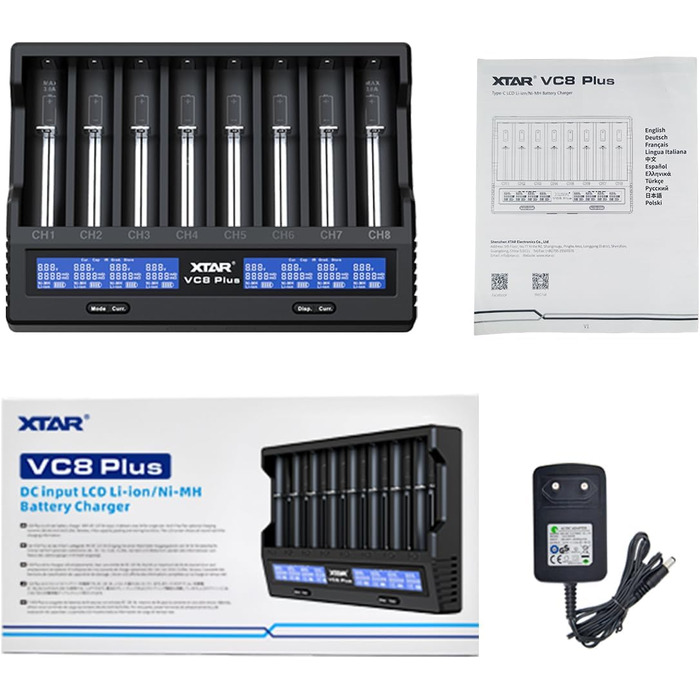 Зарядний пристрій для акумуляторів 18650 1.2V AAA AA 3.6V Li-ion XTAR VC8 Plus, тест ємності акумулятора