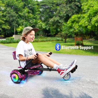 Гіроскутер SISIGAD HY-A02C для дітей – 6,5-дюймовий самобалансуючий з Bluetooth та світлодіодним підсвічуванням, потужний подвійний двигун, подарунок для дітей, зоряно-блакитний / фіолетовий