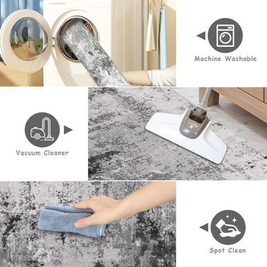 Килимок-доріжка Cekene з абстрактним принтом 80x200 см, сірий, для передпокою, миється, нековзний, для кухні, довгий килим-доріжка для входу, ванної кімнати, пральні 80 x 200 см (прямокутний), сірий