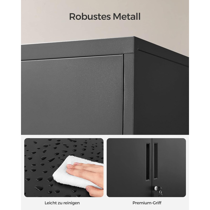 Шафа для документів, Багатоцільова шафа, Офічна шафа з 2 дверима, Шафа, що замикається, Сталева шафа для зберігання, Для кабінету, Вітальня, Матовий чорний OMC013B01 80W см Матовий чорний