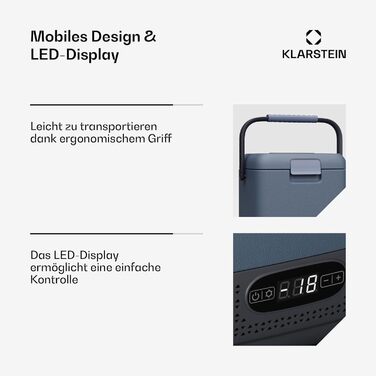 Компресорний холодильник з морозильною камерою - портативний електричний холодильник, світлодіодний дисплей, подвійне живлення (12