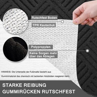 Килимок для вулиці 60x90 см, м&39який, поглинаючий та брудовідштовхувальний, нековзний, килимок для підлоги, який можна прати в пральній машині, для передніх та задніх дверей, для брудного взуття та лап (Чорний 4) Чорний 4 60 x 90 см (Прямокутний)