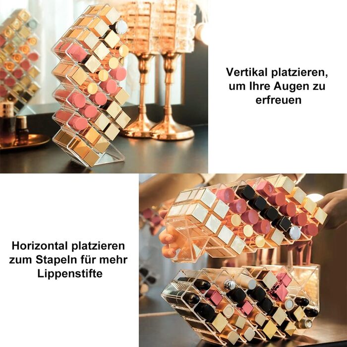 Органайзер для губної помади JessLab, акриловий тримач для губної помади, вежа для блисків для губ, прозорий органайзер для косметики та макіяжу для туалетного столика у ванній кімнаті, 28 відділень, прозорий 28 відділень